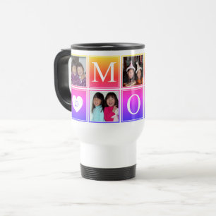 Mum Five Photo Custom Ombre Collage  Travel Mug