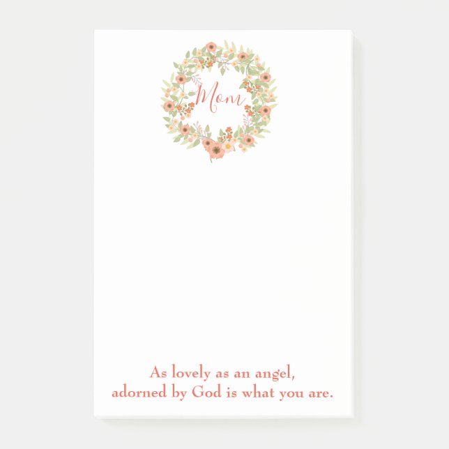 Mum floral beautiful quote post-it notes (Front)