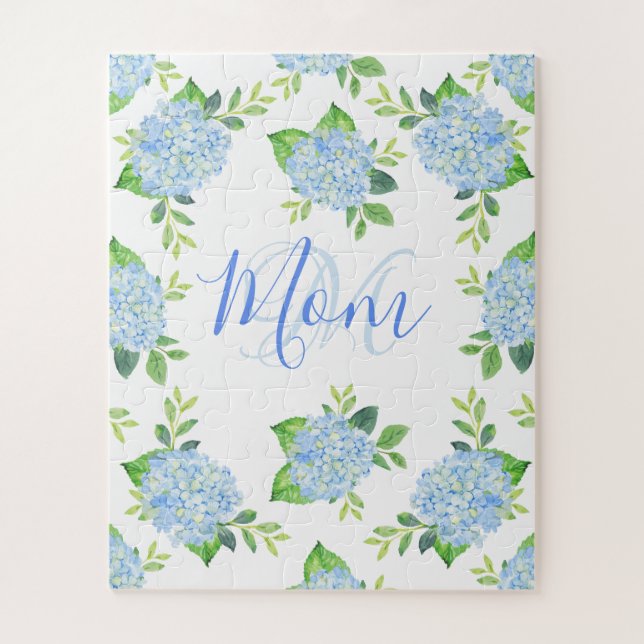 Mum Floral Blue Hydrangea Mother's Day Jigsaw Puzzle (Vertical)