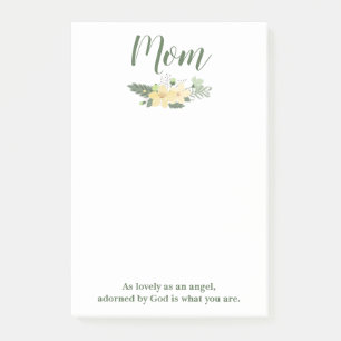 Mum floral green and white post-it notes