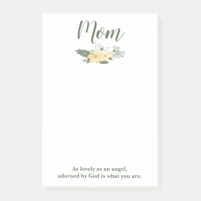 Mum floral green and white post-it notes (Front)