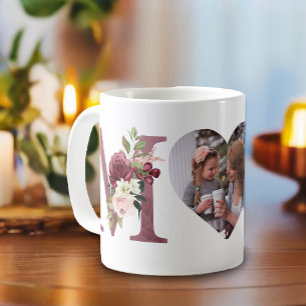 Mum Floral Heart Photo Botanical Coffee Mug