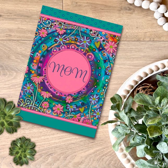 Mum Floral Pretty Pink Blue Unique Mother’s Day Card (Creator Uploaded)