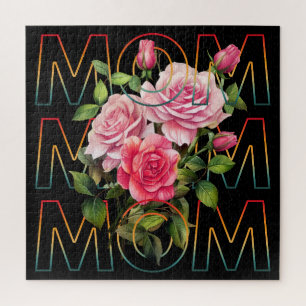 Mum Floral Typography Mothers Day Gift Jigsaw Puzzle