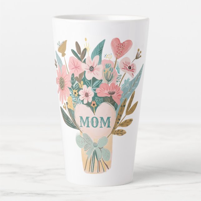 Mum Flower Bouquet Latte Mug (Front)