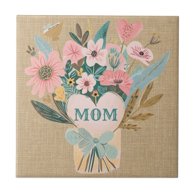 Mum Flower Bouquet  Tile (Front)