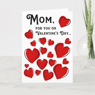 Mum for You on Valentine's Day Red & Black Hearts Holiday Card