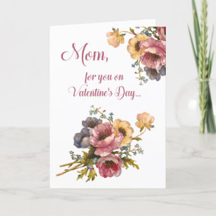 Mum for You on Valentine's Day Victorian Flowers Holiday Card