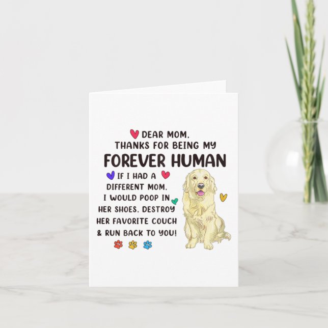 Mum Forever Human Cream Golden Retriever Mothers D Card (Front)