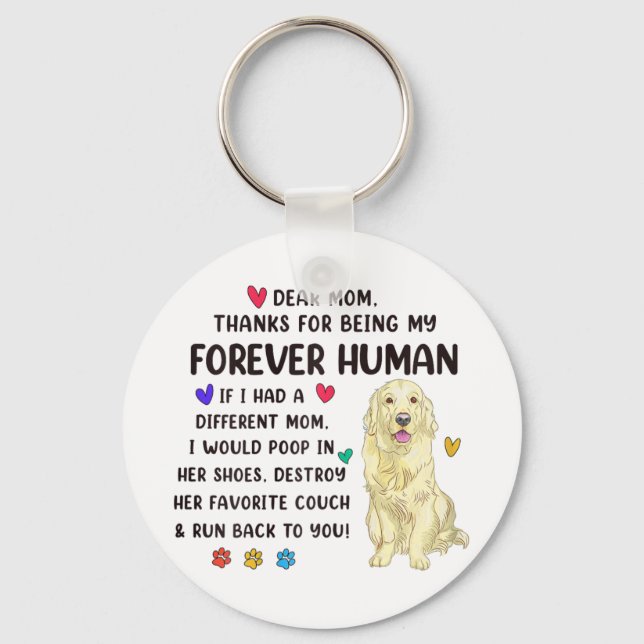 Mum Forever Human Cream Golden Retriever Mothers D Key Ring (Front)