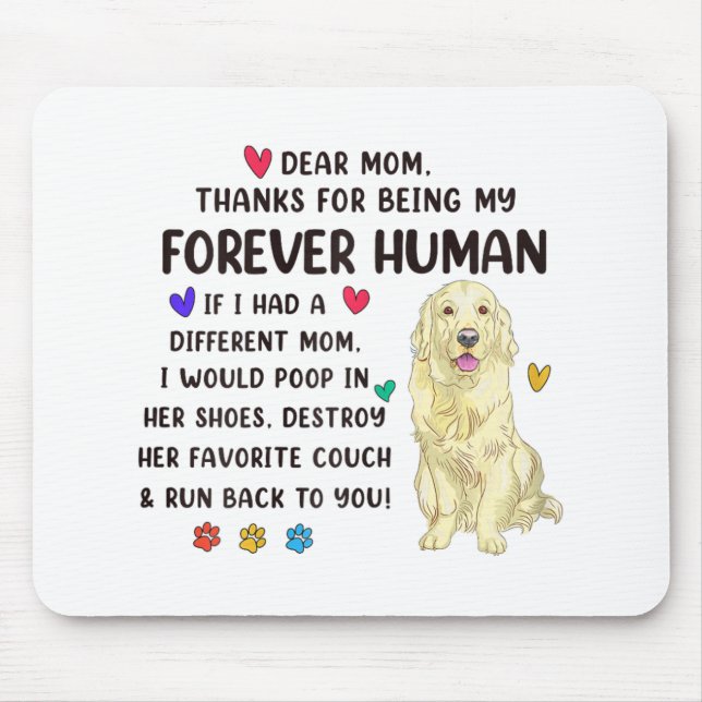 Mum Forever Human Cream Golden Retriever Mothers D Mouse Mat (Front)