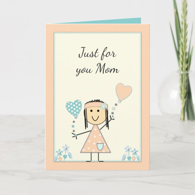 Mum from little girl peach birthday greeting card (Front)