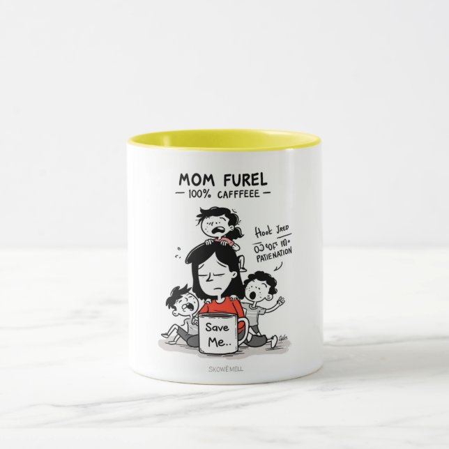 Mum Fuel Needed: A Funny and Relatable Illustratio Mug (Center)