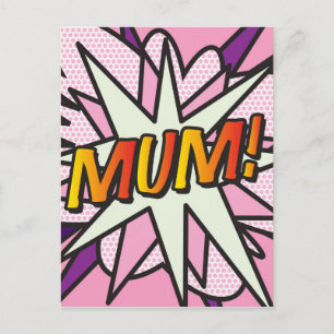MUM Fun Retro Comic Book Pop Art Postcard
