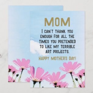 Mum Funny Quote Humour Flowers Floral Mother's Day Holiday Card