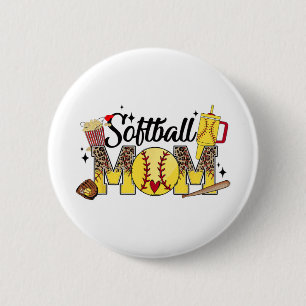 Mum Game Day Vibes Mothers Day Women Softball Mama 6 Cm Round Badge
