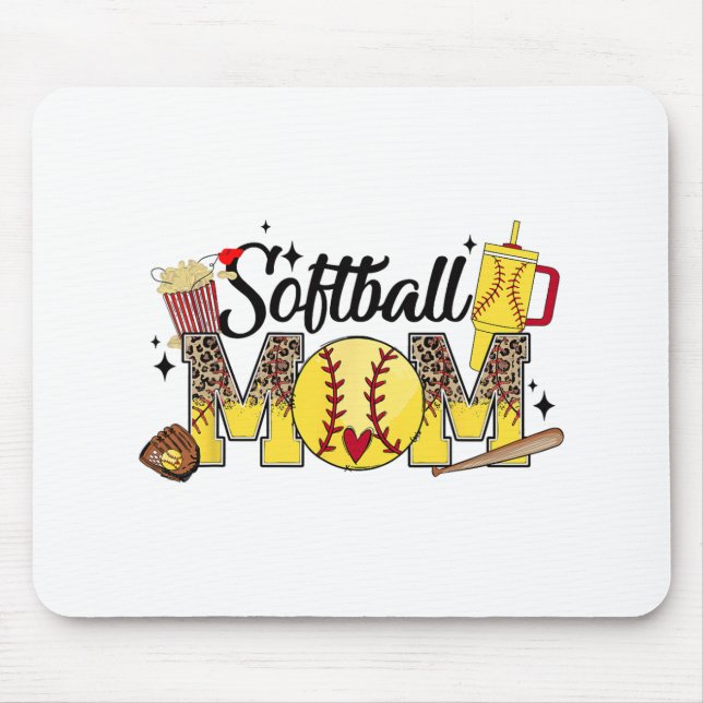 Mum Game Day Vibes Mothers Day Women Softball Mama Mouse Mat (Front)