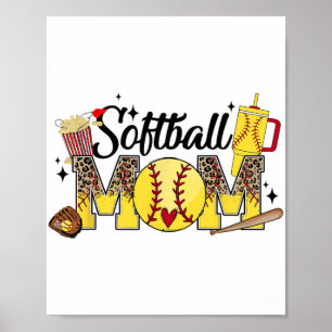 Mum Game Day Vibes Mothers Day Women Softball Mama Poster