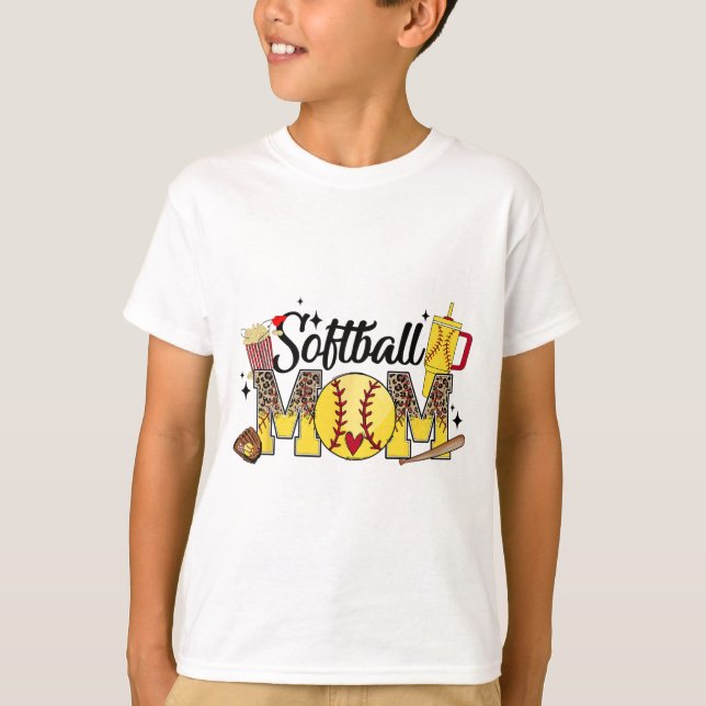 Mum Game Day Vibes Mothers Day Women Softball Mama T-Shirt (Front)