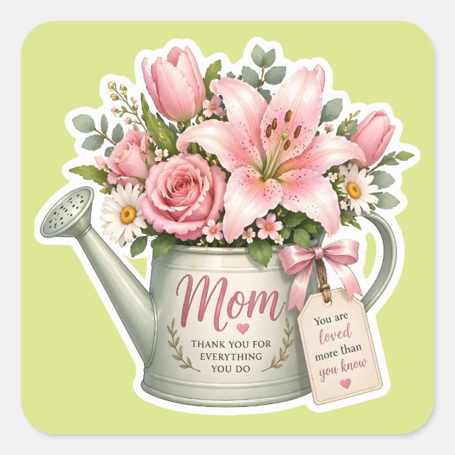Mum Garden Flowers Square Sticker (Front)