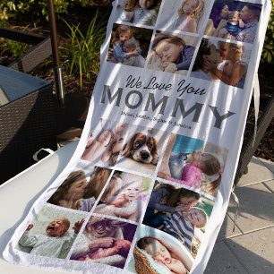 Mum Gift 15 Photo Collage Beach Towel