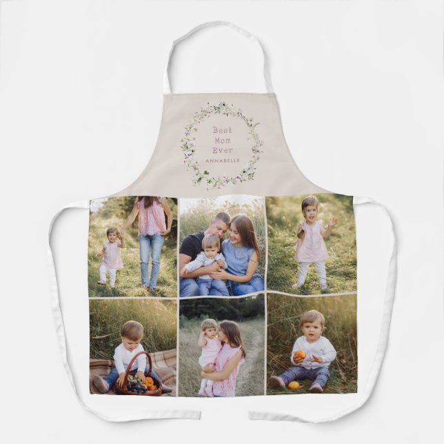 Mum gift 8 photo girly floral elegant delicate apron (Front)
