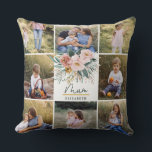 mum gift 8 photo pink girly beautiful floral cushion<br><div class="desc">mum gift 8 photo simple modern script typography pillow gift plum purple girly design.</div>