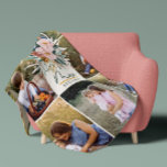 mum gift 8 photo pink girly watercolour floral fleece blanket<br><div class="desc">mum gift pink girly watercolour floral 8 photo. Modern simple graphic typography design,  perfect gift for mothers day</div>