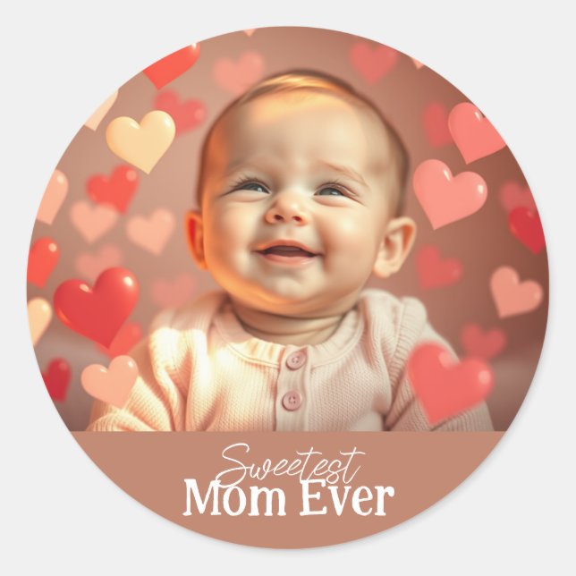 Mum Gift Add Photo and Text Classic Round Sticker (Front)