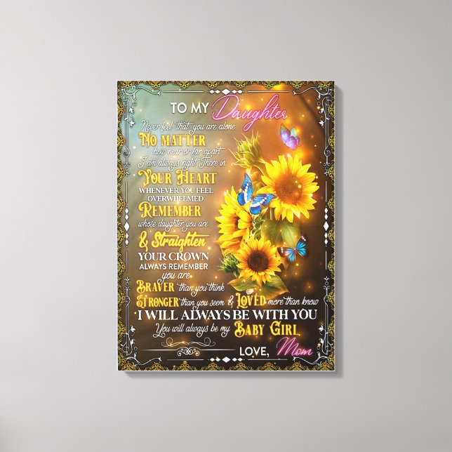 Mum Gift For Your Daughter Blanket Sunflower Canvas Print (Front)