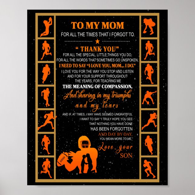 Mum Gift | Letter To My Mum Love From Your Son Poster (Front)