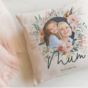 mum gift photo watercolour floral mothers day cushion