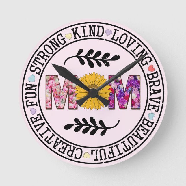 Mum Gift Round Clock (Front)