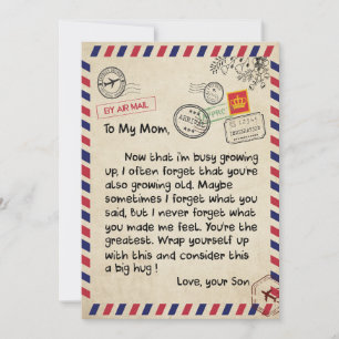 Mum Gifts   Letter To My Mum Love From Son Holiday Card