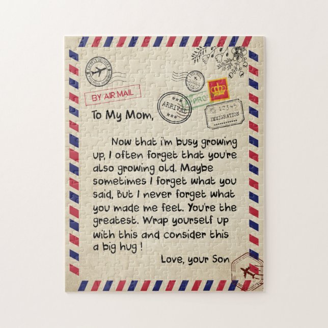 Mum Gifts | Letter To My Mum Love From Son Jigsaw Puzzle (Vertical)