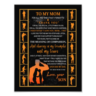 Mum Gifts Letter To My Mum Love From Son Photo Print