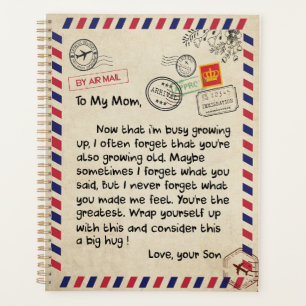 Mum Gifts   Letter To My Mum Love From Son Planner