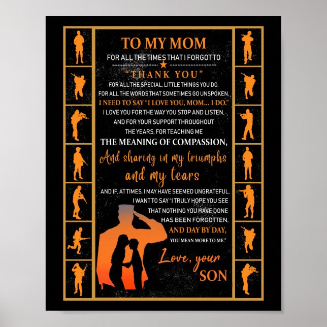 Mum Gifts | Letter To My Mum Love From Son Poster (Front)