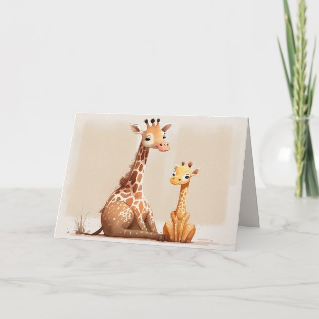 Mum Giraffe with Baby Card (Front)
