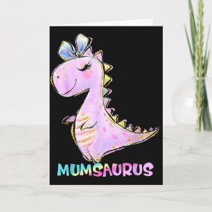 Mum girl dinosaur family matching birthday daughte card