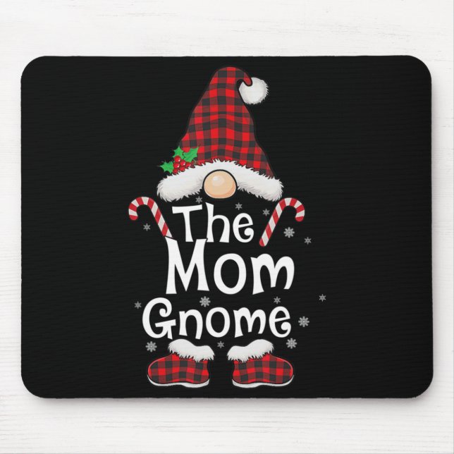 Mum Gnome Buffalo Plaid Matching Family Christmas  Mouse Mat (Front)