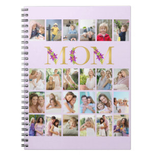Mum Gold Floral Letters 24 Vertical Photo Collage  Notebook