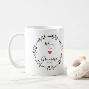 Mum   Grammy Year Est. Heart Coffee Mug