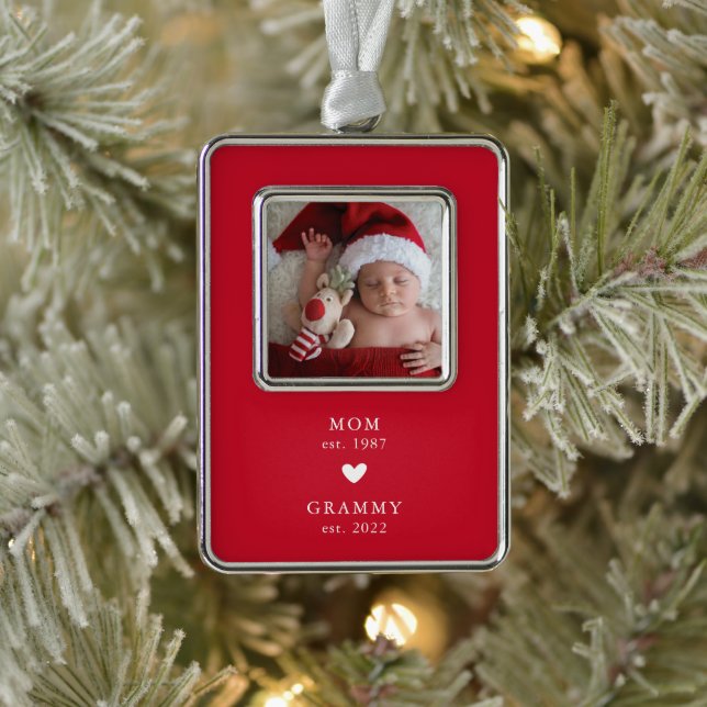 Mum | Grammy Year Est. Photo Christmas Ornament (Tree)
