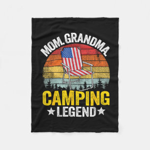 Mum grandma camping legend american flag women fleece blanket