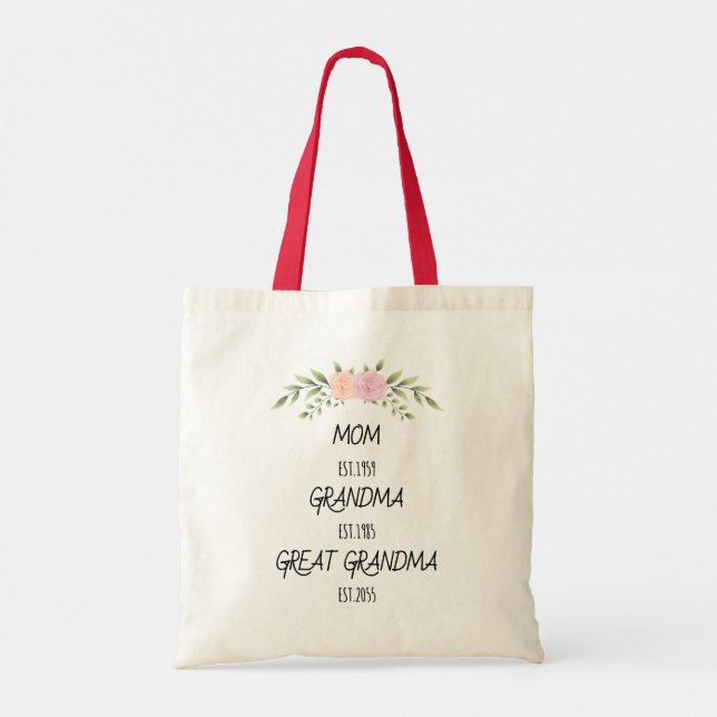 Mum, Grandma, Great Grandma Custom Family Dates Tote Bag (Back)