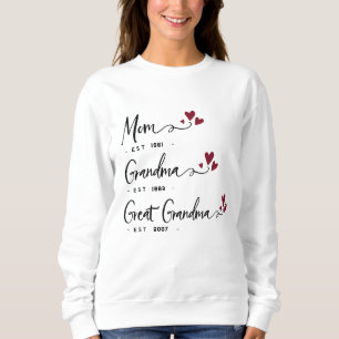 Mum Grandma Great Grandma EST. Years Personalised  Sweatshirt