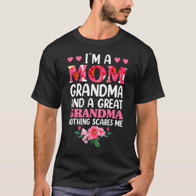 Mum Grandma Great Grandma Floral  For Women Mother T-Shirt (Front)