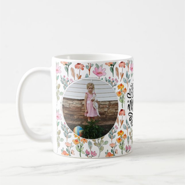 Mum & Grandma Memories: Floral Photo Collage Coffee Mug (Left)