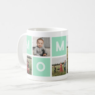 Mum Green Birthday Custom 5 Photo Coffee Mug